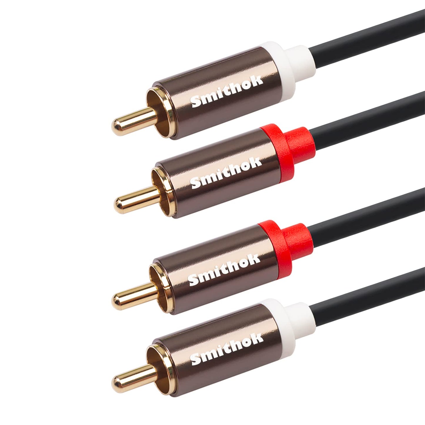 Smithok RCA Cables 2 Pack[Hi-Fi Sound, PVC Jacket, Shielded], 2-Male to 2-Male RCA Audio Stereo Subwoofer Cable Auxiliary Cord for Home