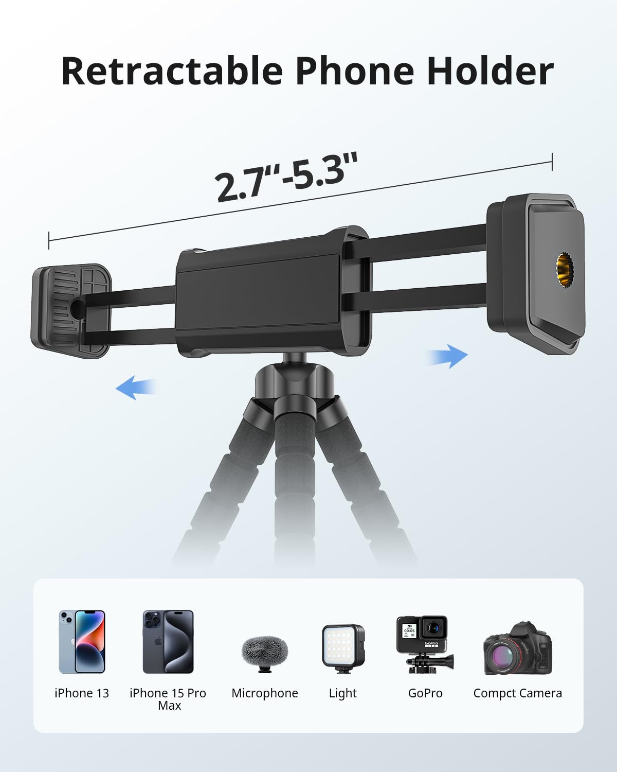 UBeesize Flexible Mini Phone Tripod, Portable and Adjustable Camera Stand Holder with Wireless Remote and Universal Clip, Compatible with Cellphones