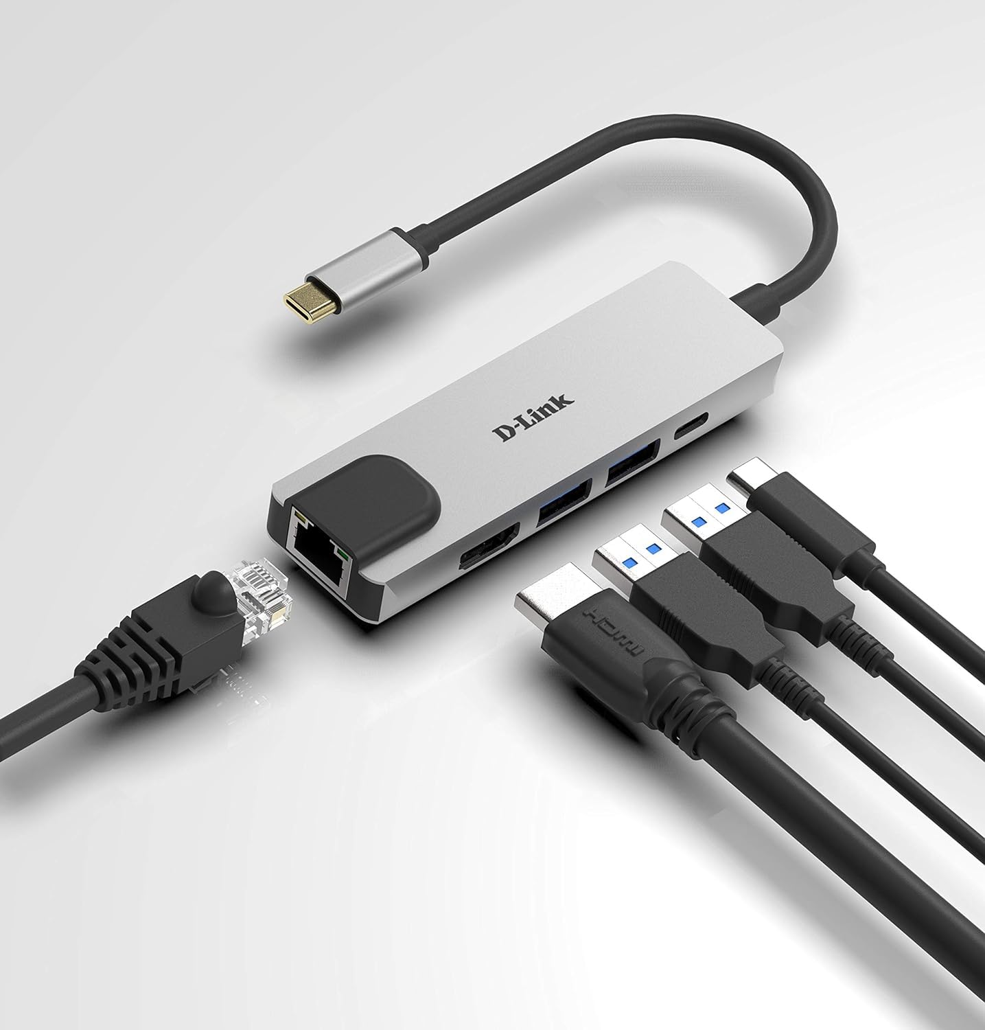 D-Link DUB-M520 5-in-1 USB-C Hub with Power Delivery, HDMI 1.4, Gigabit Ethernet RJ-45 and 2 USB 3.0 Ports for MacBook Pro 2016 or Later, MacBook Air