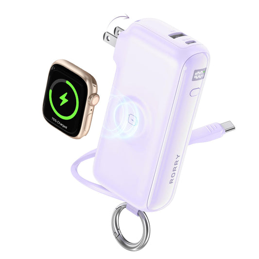 RORRY Flow Portable Charger 10000mAh 40W Wall Plug Power Bank Battery Pack
