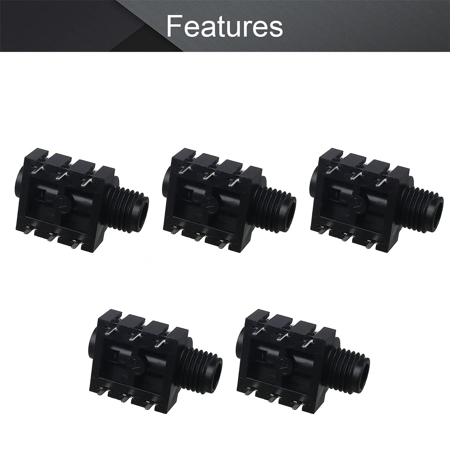Fielect 6.35mm 1/4" 6 Pin Stereo Headphone Jack Socket PCB Panel Mount Female Audio Video Connector, 2Pcs