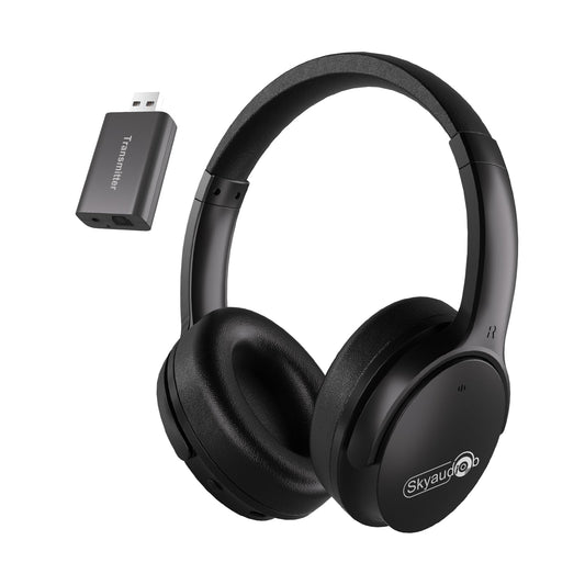 Skyaudio Wireless Headphones for TV, TV Headphones Wireless for Seniors with USB Transmitter,Over Ear TV Headphones, Plug & Play, No Audio Delay, 20+