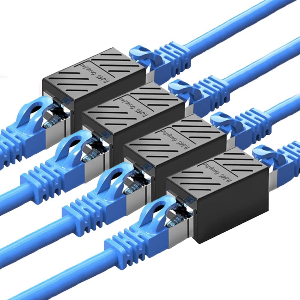 RJ45 Ethernet Coupler, Aoiutrn 4 Pack RJ45 LAN Internet Female to Female Network Extender Connector 10Gbps Extension Adapter