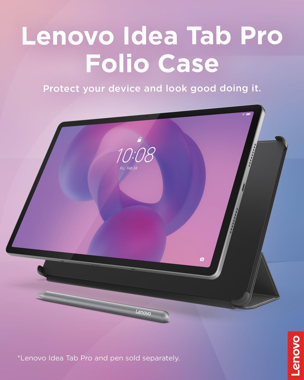 Lenovo Folio Case for Idea Tab Pro, Protective Tablet Cover with Built in Pen Holder, Sleep/Wake Function & Convertible Stand, PU Leather Case, Luna