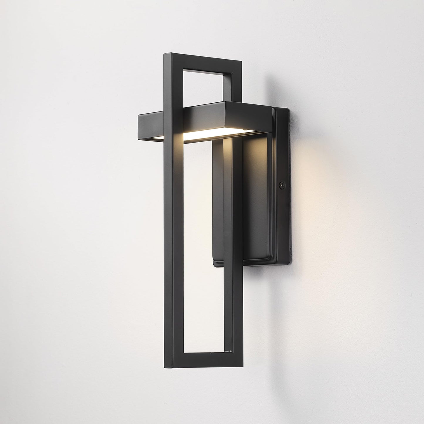 GLOBE Electric 60000024 12W LED Integrated Outdoor Wall Sconce, Matte Black, 400 Lumens, 3000 Kelvin, 80 CRI, Weather Resistant Exterior Lighting