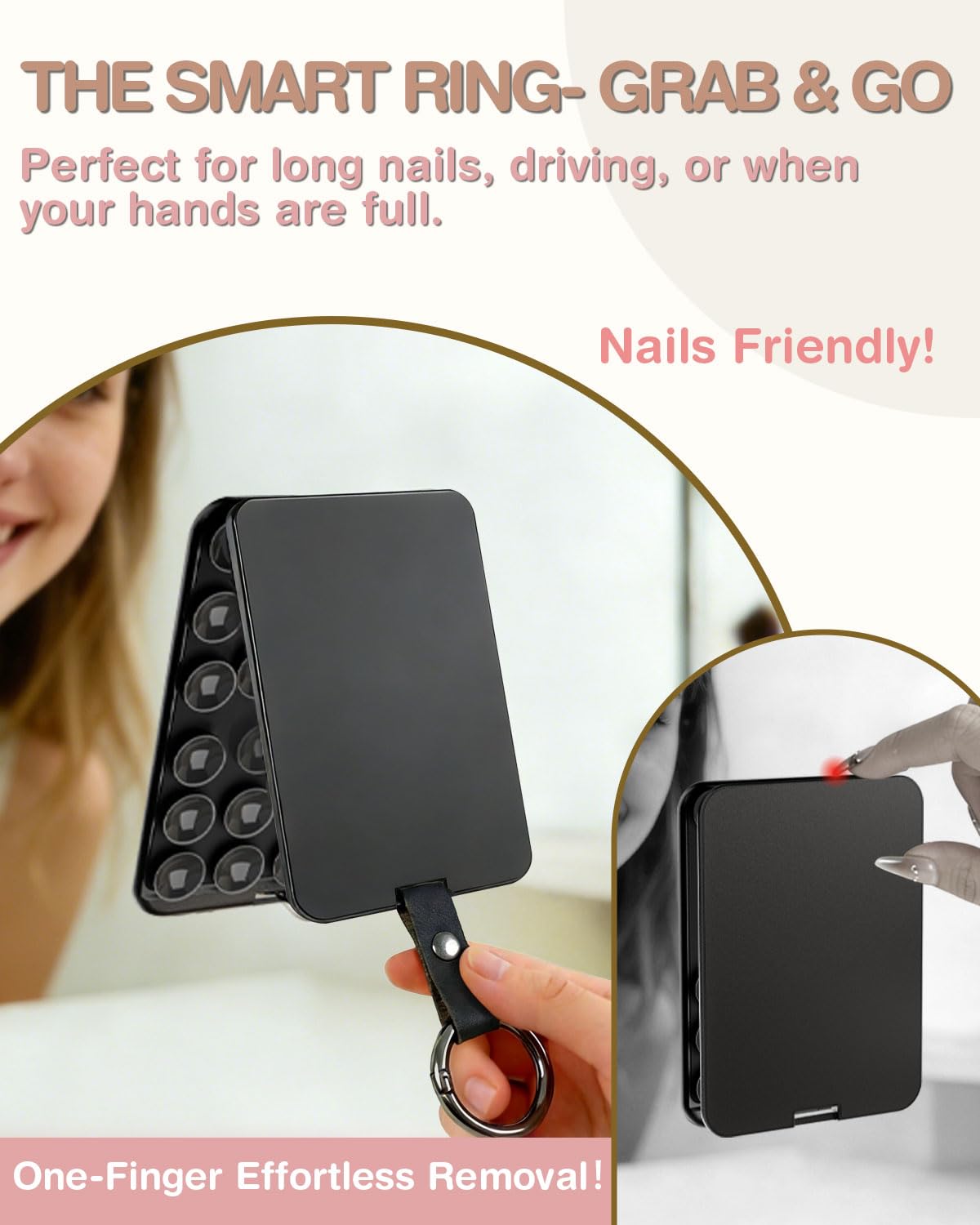 YIUS Magnetic Suction Phone Mount for MagSafe Case, Removable Sticky Phone Grip Holder for Hands-Free Makeup/Selfie/Live Streaming/Vlog for TikTok