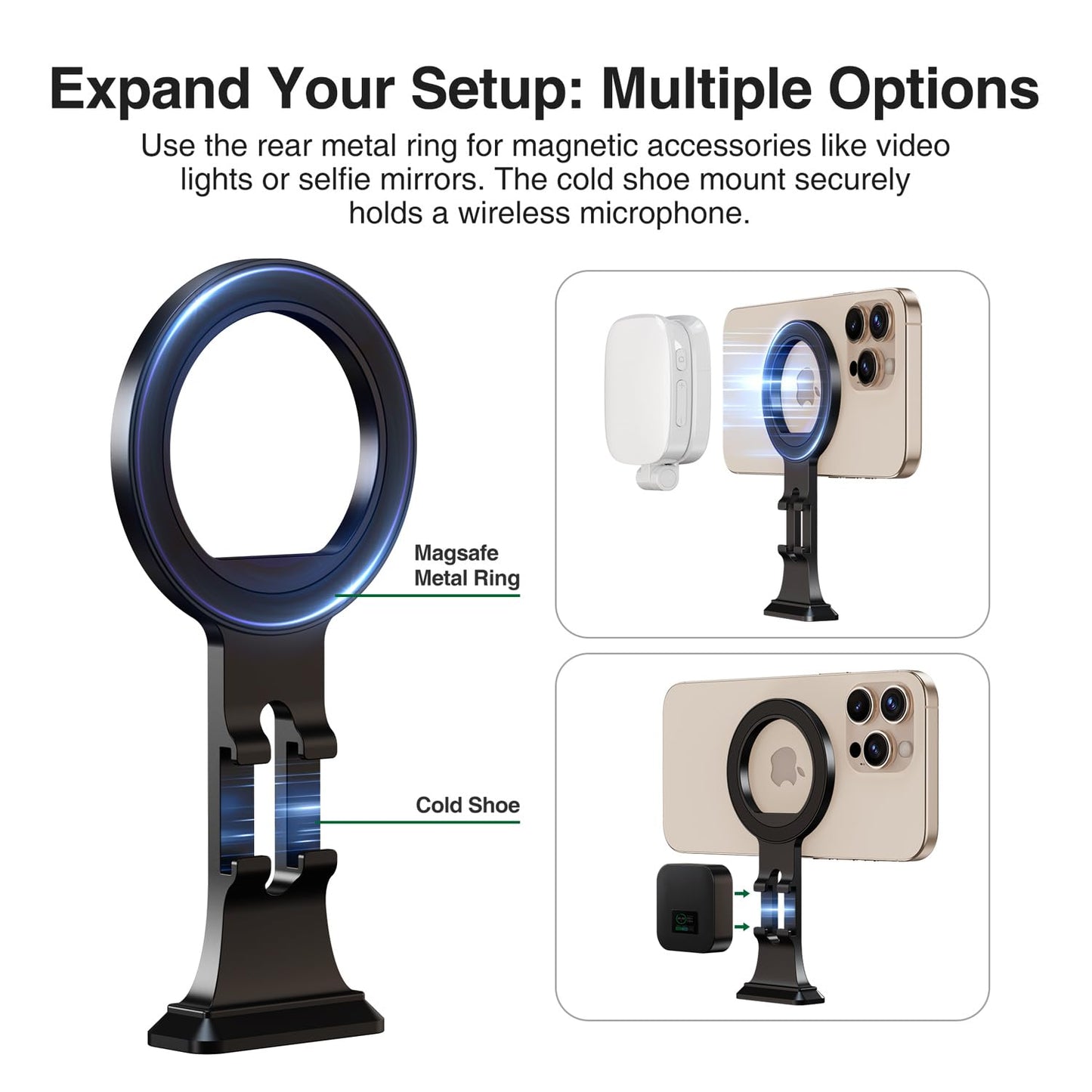 elitehood Aluminum Magsafe Tripod Phone Mount, Compact Phone Holder for Tripod with Arca Swiss Quick Release Plate & 1/4" Screw Adapter, Magnetic