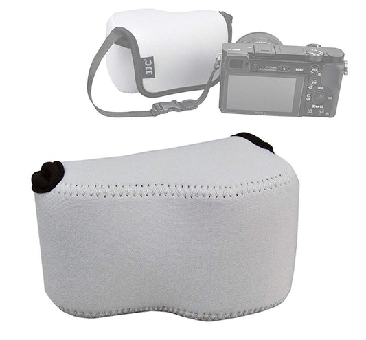 JJC Gray Ultra Light Neoprene Camera Case Pouch Bag, Compatible with Sony a6600 a6500 a6400 a6300 a6100 a6000 a5100 with Sony SELP1650 16-50mm Zoom