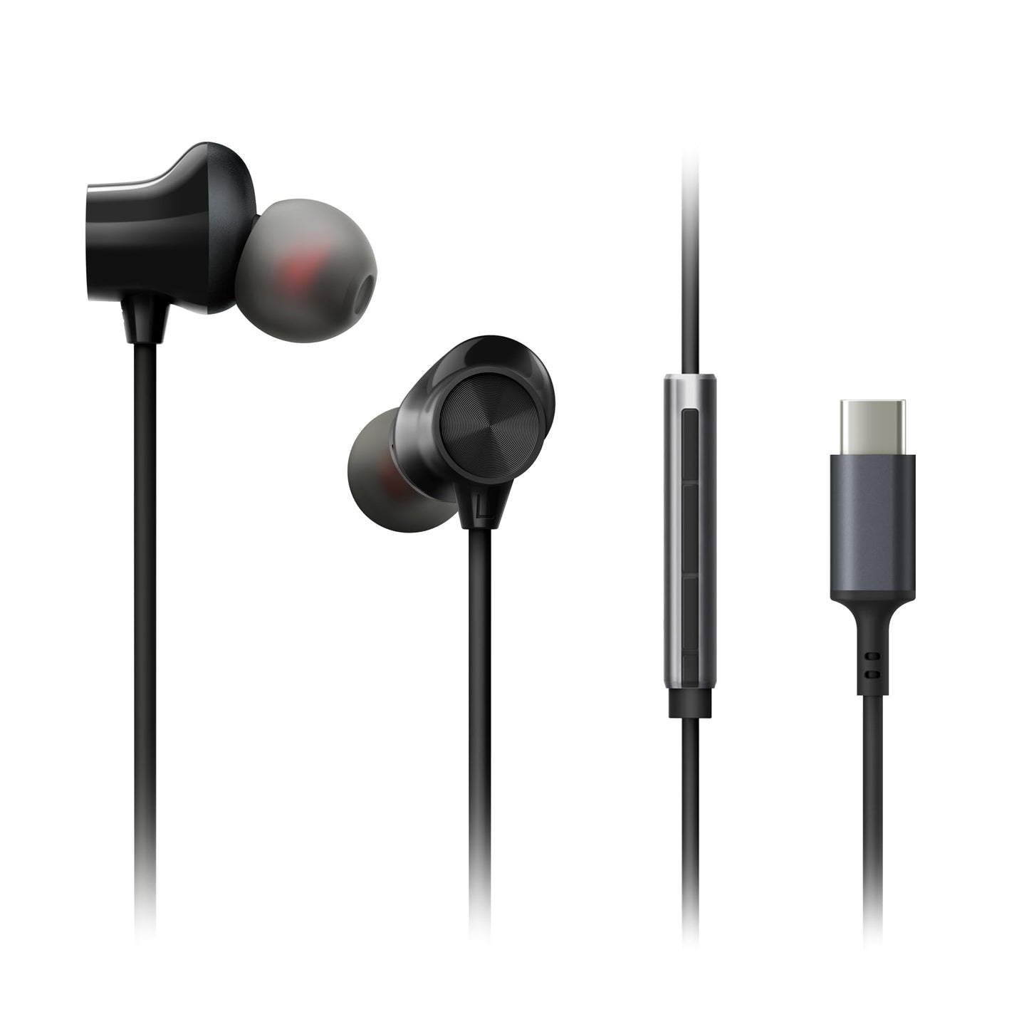Panasonic ErgoFit Wired Earbuds, in-Ear Headphones with Microphone and Call Controller, Ergonomic Custom-Fit Earpieces (S/M/L), USB-C Compatible