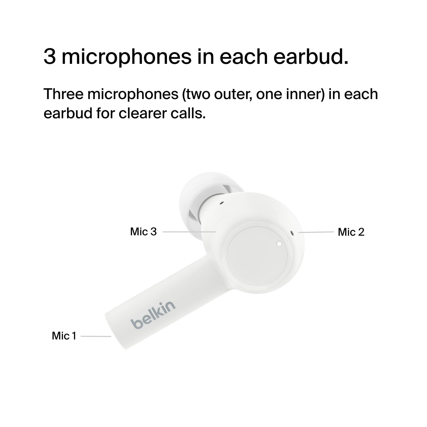 Belkin SoundForm™ Pulse Noise Cancelling Earbuds, Wireless Ear Buds with Wireless Charger Case & Dual Microphone - IPX5 Water Resistant Bluetooth…