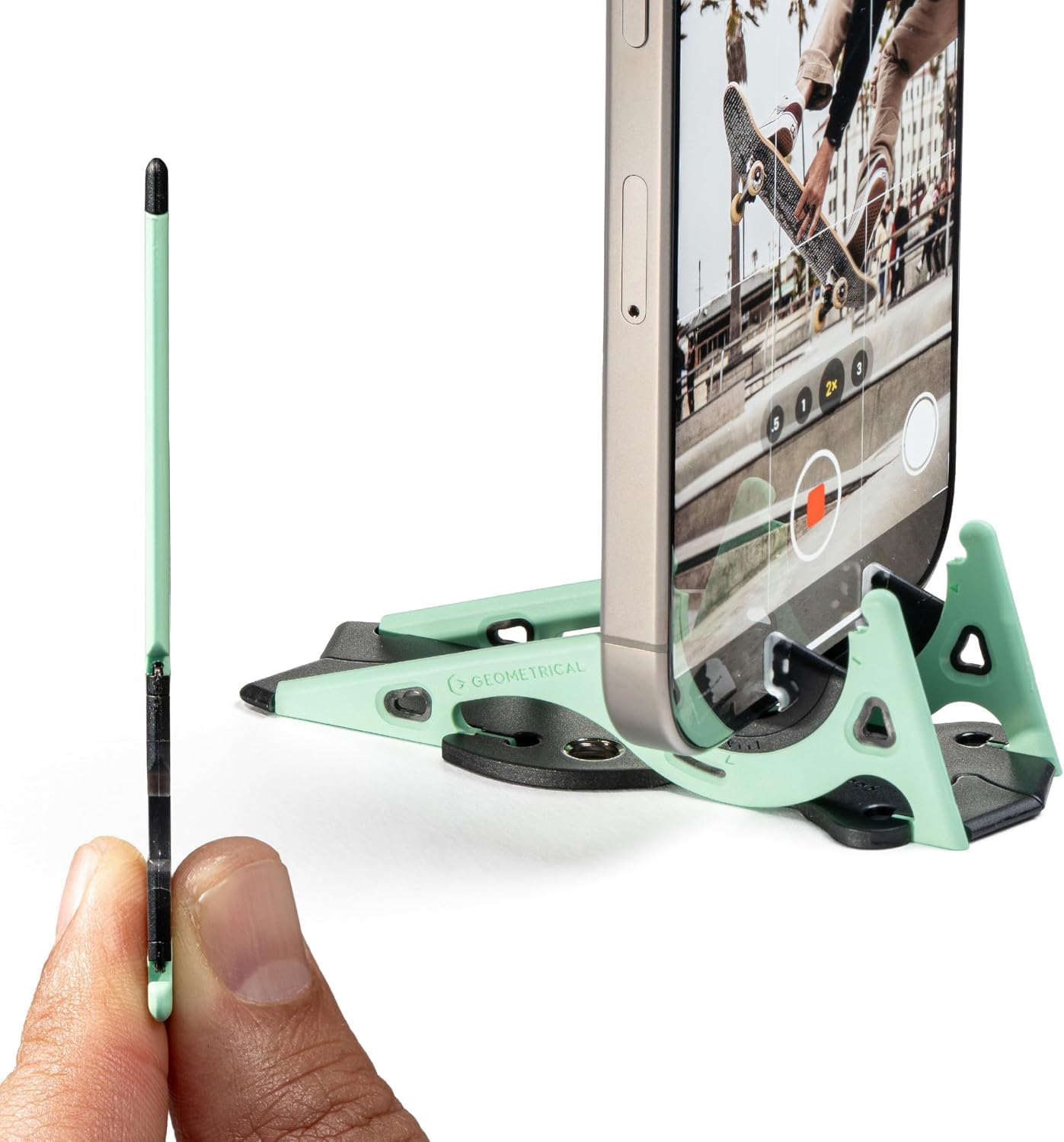 GEOMETRICAL Pocket Tripod PROv2 - Card-Size Stand, for iPhone, Jasper Green Universal Kit