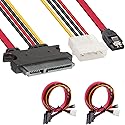 DKARDU 2 Pack SATA Data & Power Combo Cable, 4 Pin IDE LP4 Power + 22 Pin SATA to 7Pin Data Cable for SSD HDD Hard Drive, 30cm/12-inch