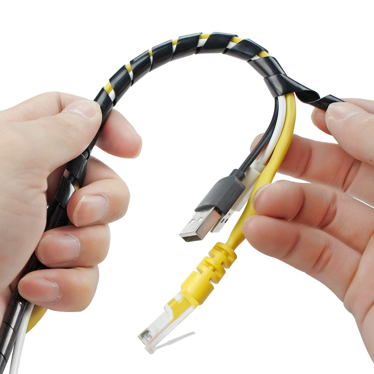 20Ft XHF 1/2" Spiral Cable Wrap 12mm(Wrapping Range:9mm-65mm) Cord for Computer Electrical Wire Organizer Sleeve Hose RoHS Black