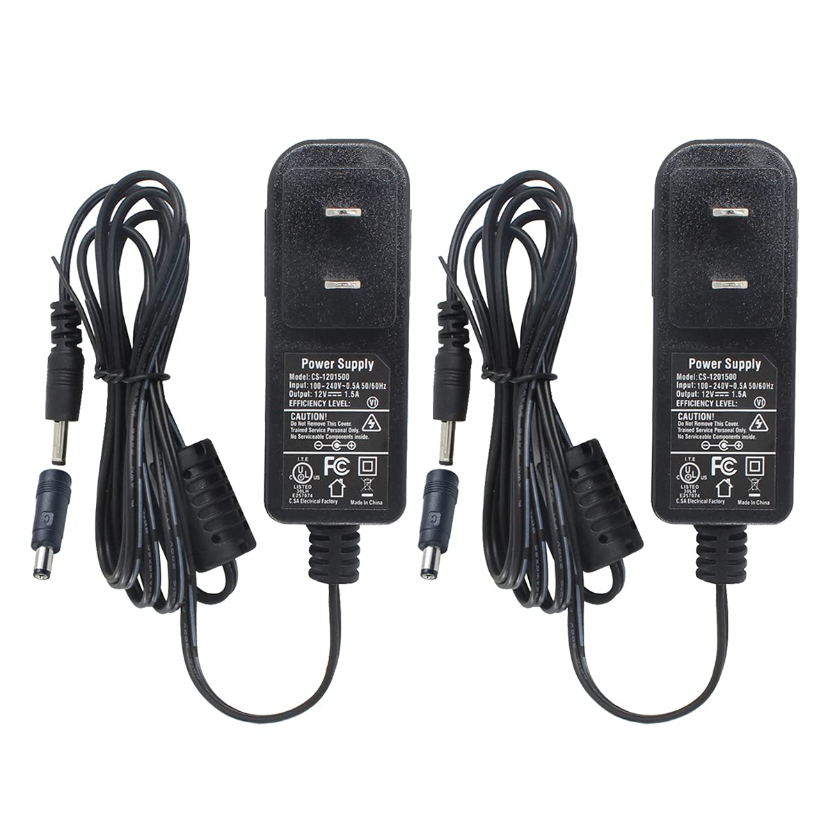 2 Packs AC To DC 12V 1.5A Power Adapter Supply Switching Plug 3.5mm x 1.35mm UL Listed FCC