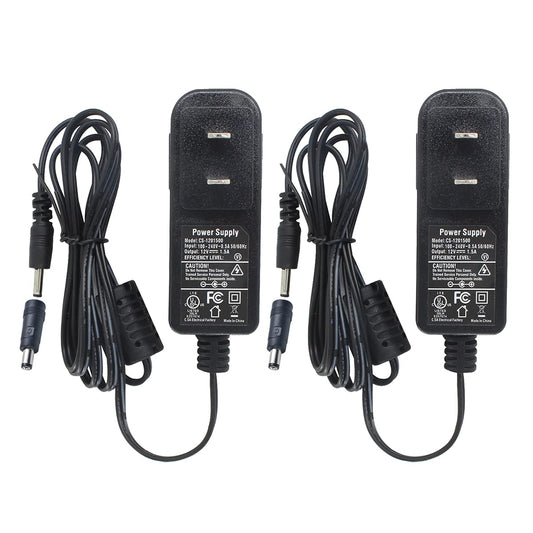 2 Packs AC To DC 12V 1.5A Power Adapter Supply Switching Plug 3.5mm x 1.35mm UL Listed FCC