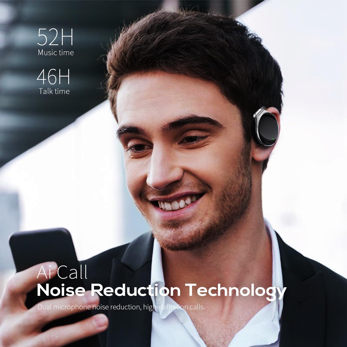 BEVCEFCC Wireless Bluetooth 5.4 Over-Ear Headphones with Ear Hook, Dual Device Simultaneous Connection, Clip-On Ear Design, Lightweight Earbuds…