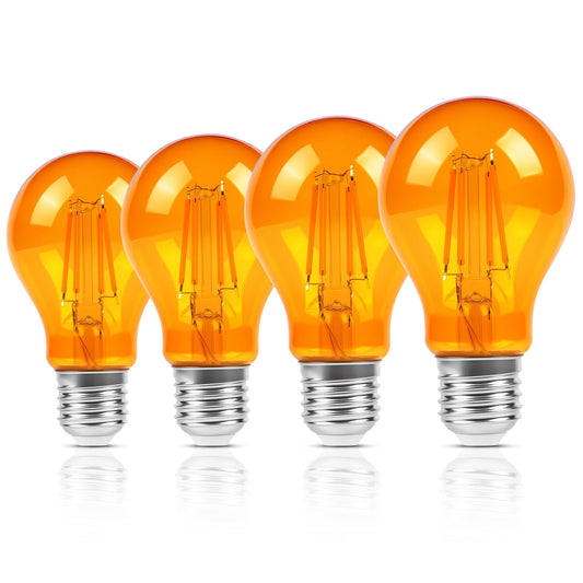 KINUR LED Edison Bulbs, 60 watt Light Bulbs Replacement 6W 2000K E26 A19 Amber Soft Warm Light Bulb for Bedroom, Healthy Sleep, Baby Nursery Light