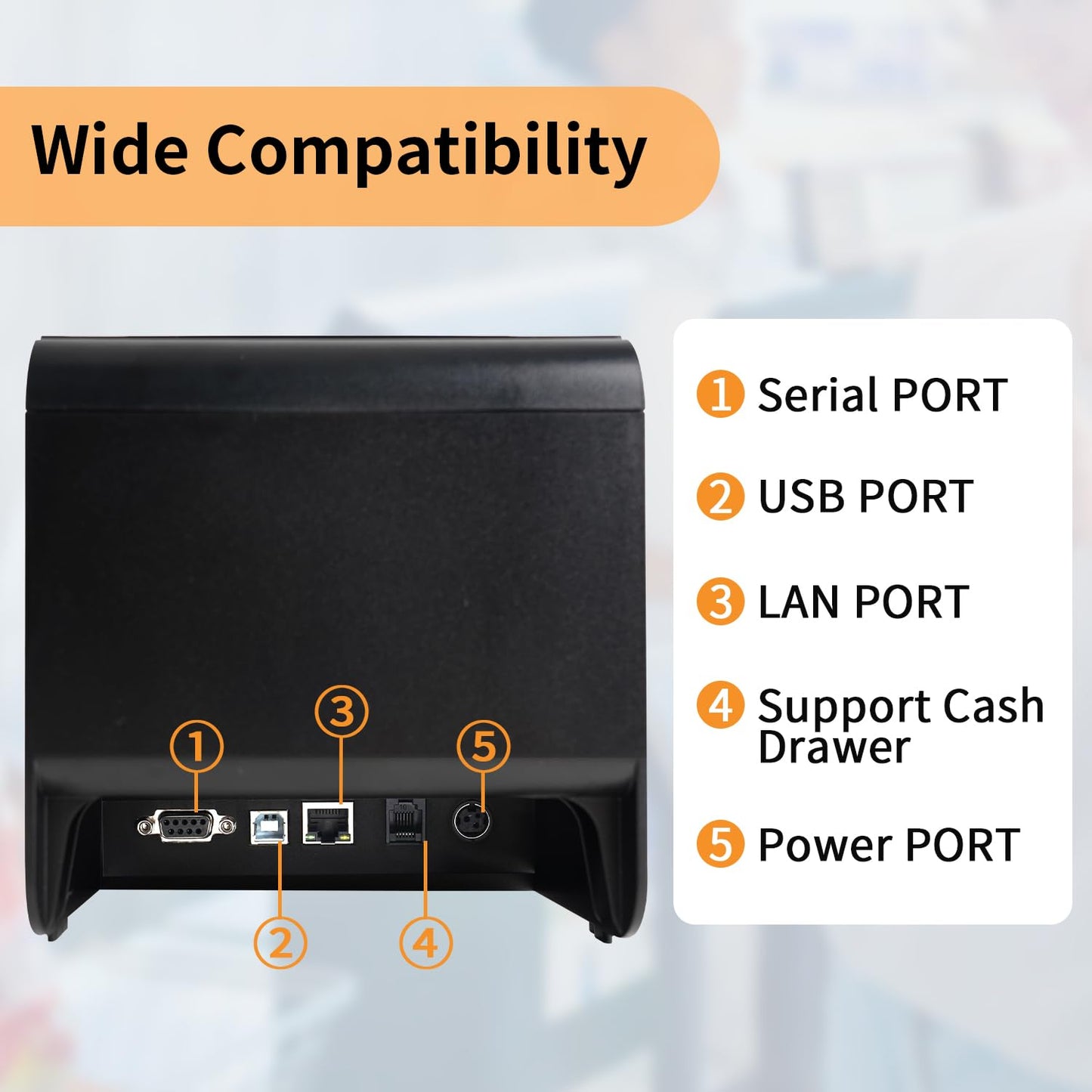 Rongta POS Receipt Printer, 80mm Thermal Printer, ESC/POS, Restaurant Kitchen Printer with Auto Cutter Support Cash Drawer,USB Serial Ethernet