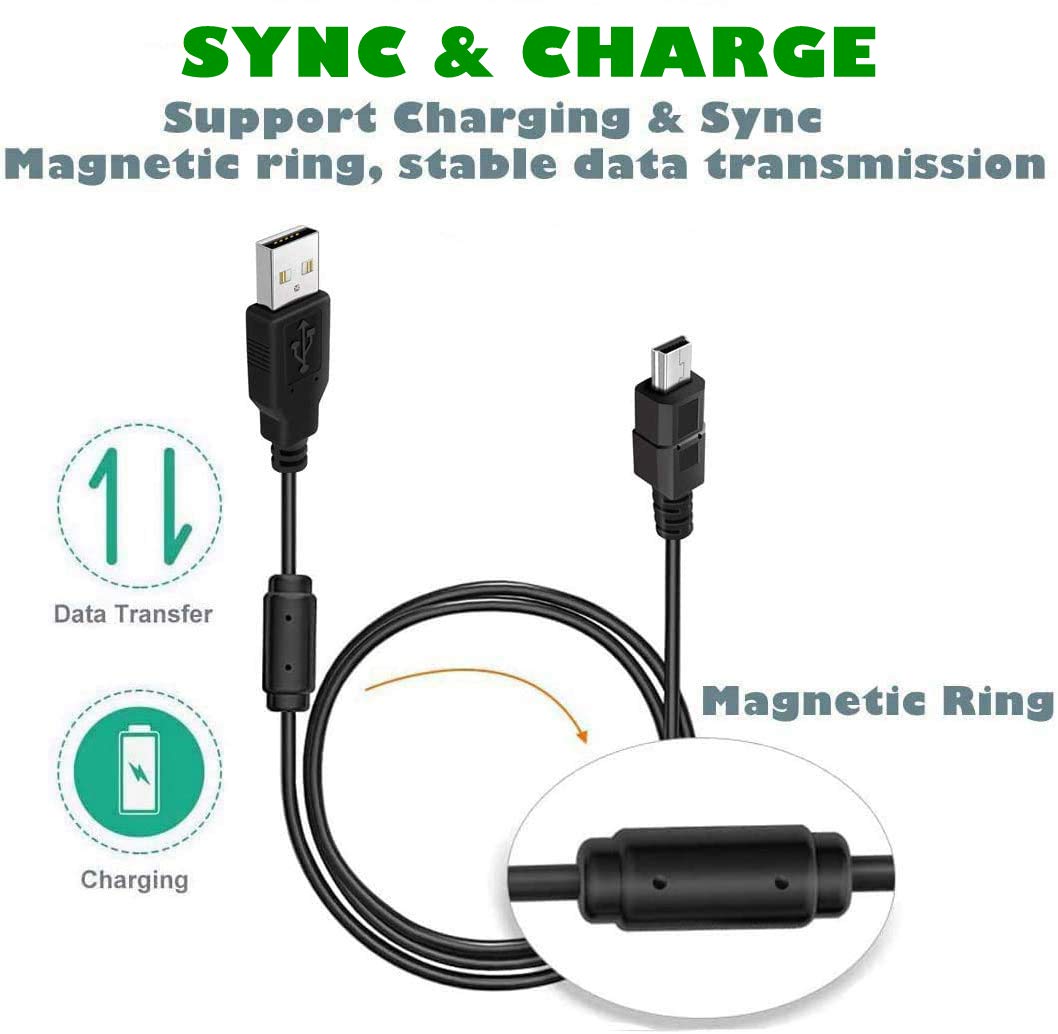 BATSOEASY 10ft Mini USB Cable, 2 Pack 10ft USB 2.0 to Mini B Charger Cable Charging Data Cord Compatible with PS3 Controller, MP3 Player, Digital