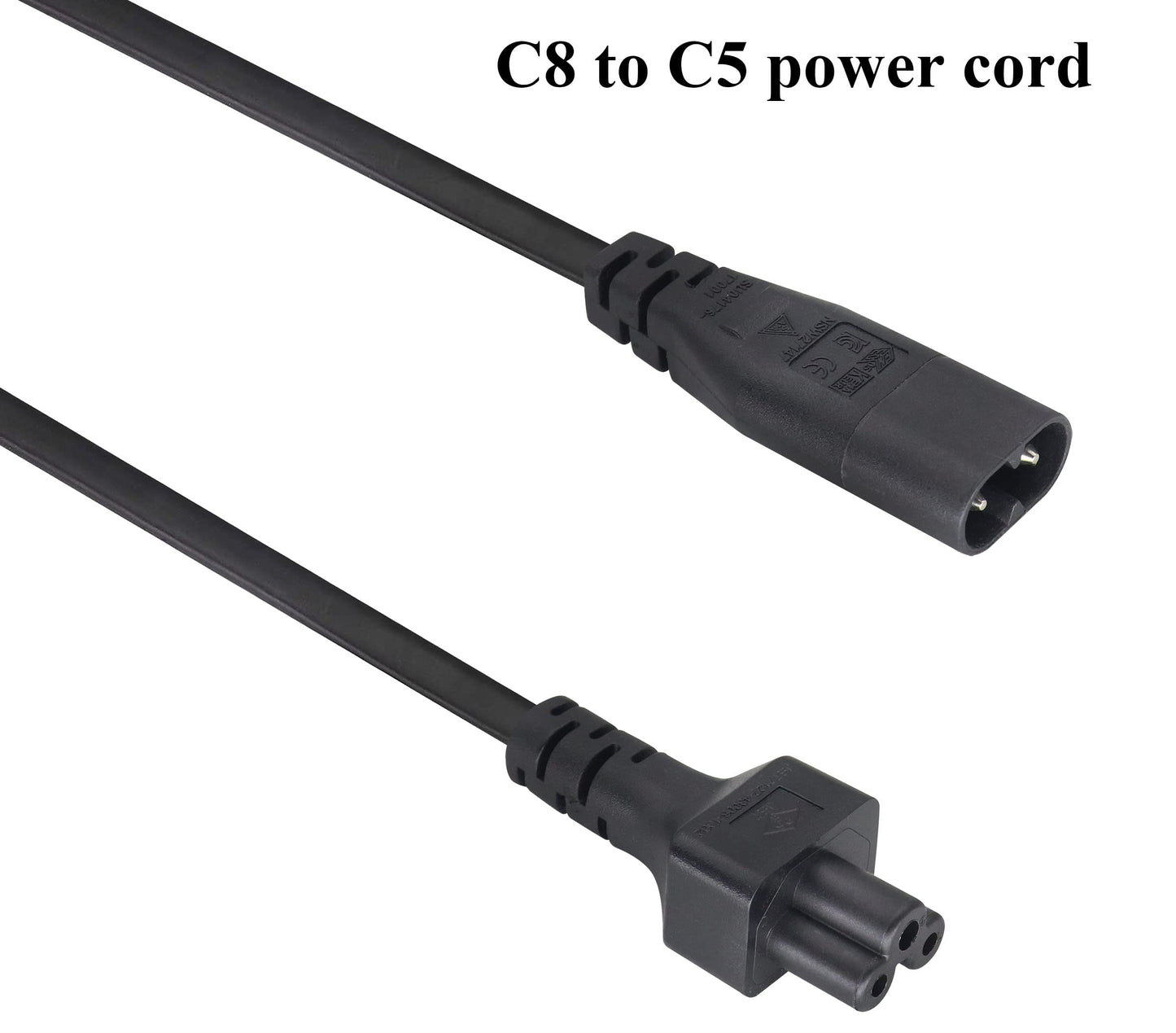 AAOTOKK (2 Pack) IEC 320 C8 to C5 AC Adapter Cable,7.5A 125V Figure 8 Male to Mickey Mouse 3Pole Female AC Power Converter Cable for TV PC Computer…
