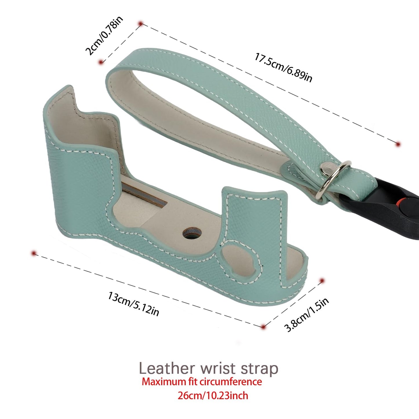 Bowan X-T50 Camera Case, Handmade Genuine Real Leather Half Camera Case Bag Cover for Fujifilm X-T50 Camera Bottom Opening Version + Hand Strap (Mint