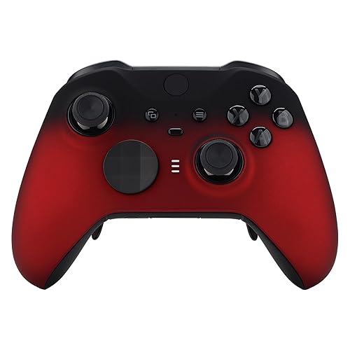 eXtremeRate Shadow Scarlet Red Soft Touch Grip Faceplate for Xbox One Elite Series 2, Front Housing Shell Cover Replacement Kit for Xbox Elite 2 Core