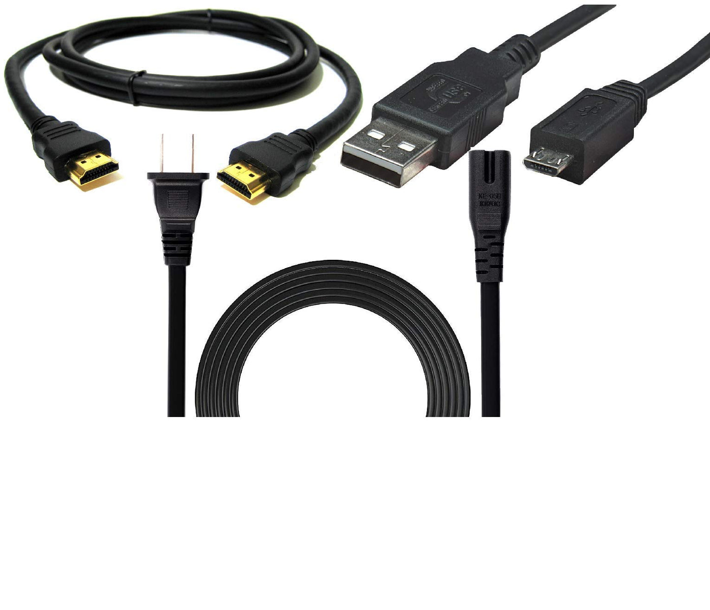 BRENDEZ Replacement Set of Cables,- HDMI Cable 8K with Ethernet Male to Male + USB Cable + Power Cord Compatible with Sony PlayStation 4 Pro