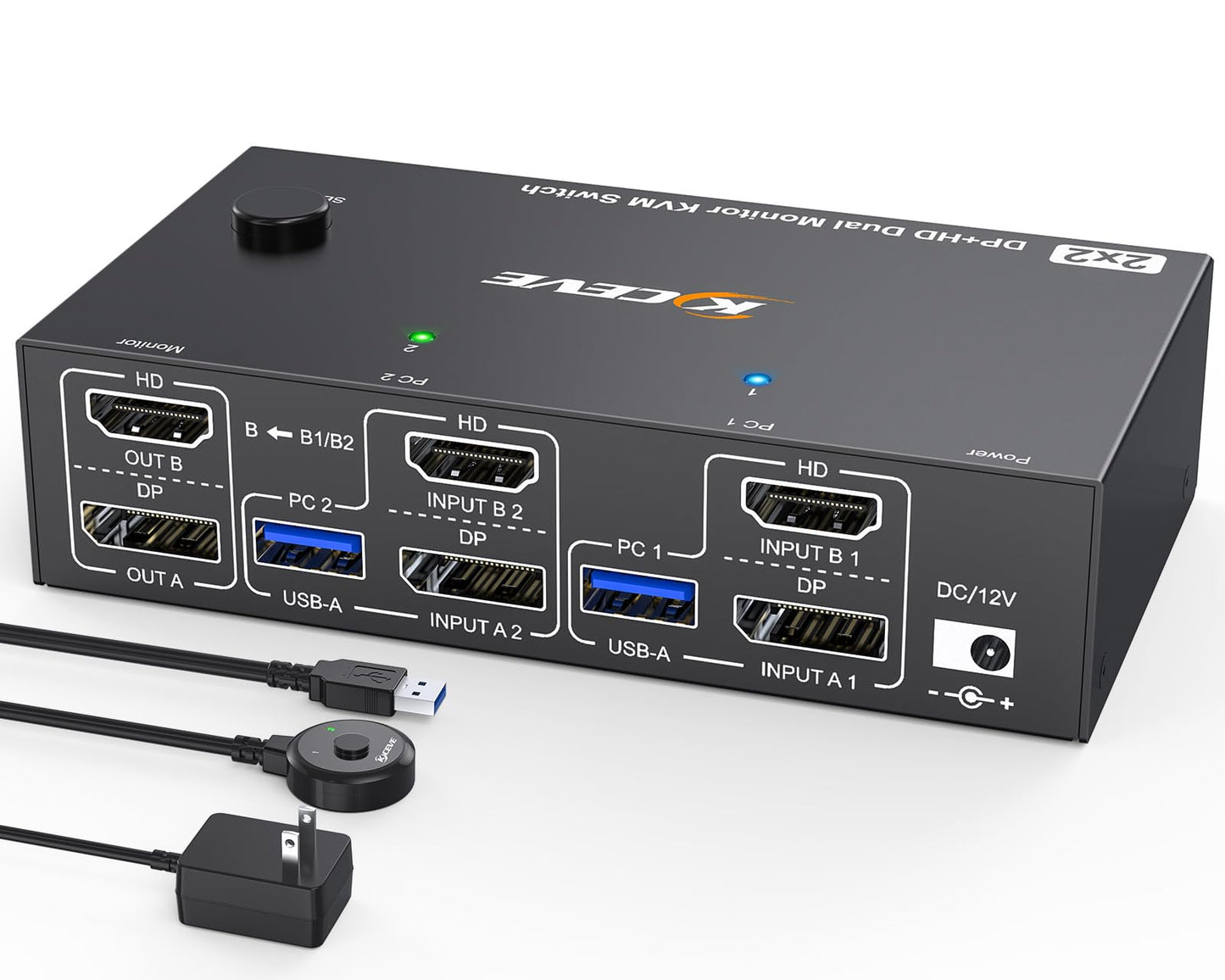 4K@144Hz KVM Switch 2 Monitors 2 Computers 8K@60Hz, MLEEDA HDMI and Displayport Dual Monitor KVM Switch with 4 USB 3.0 Port for Keyboard Mouse