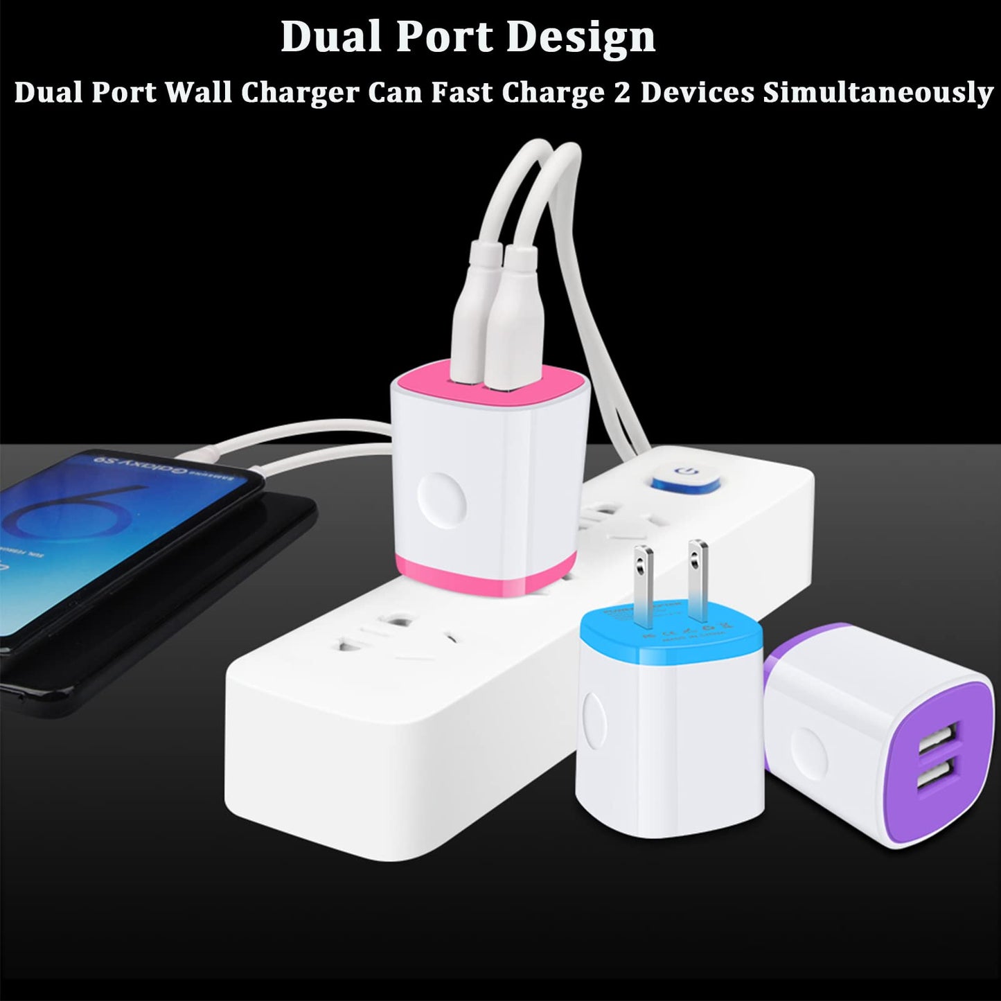 USB Charger Wall Plug, iPhone Charging Box,AndHot 5Pack Home Travel 2.1Amp Dual Port Fast Wall Charger Quick Charging Block Cube Brick for iPhone 17
