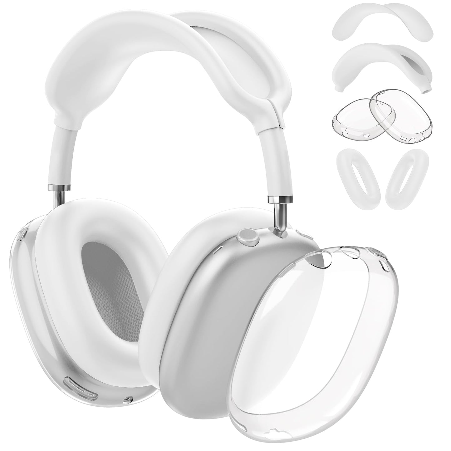 Fintie Case for AirPods Max 2 (2026) and AirPods Max 1 (2020/2024), Clear TPU Ear Cup Cover, Silicone Ear Pad and Headband Cover, Skin Protector