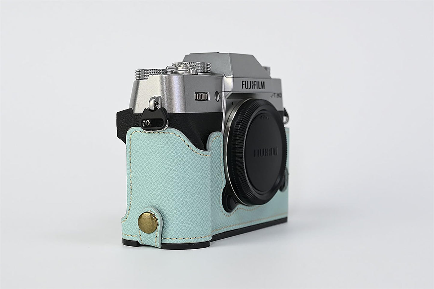 BMAOLLONGB X-T30 III/II Case, Handmade Carbon Fiber PU Leather Half Camera Case Bag Cover Bottom Opening Version for Fujifilm XT30 X-T30 III/II