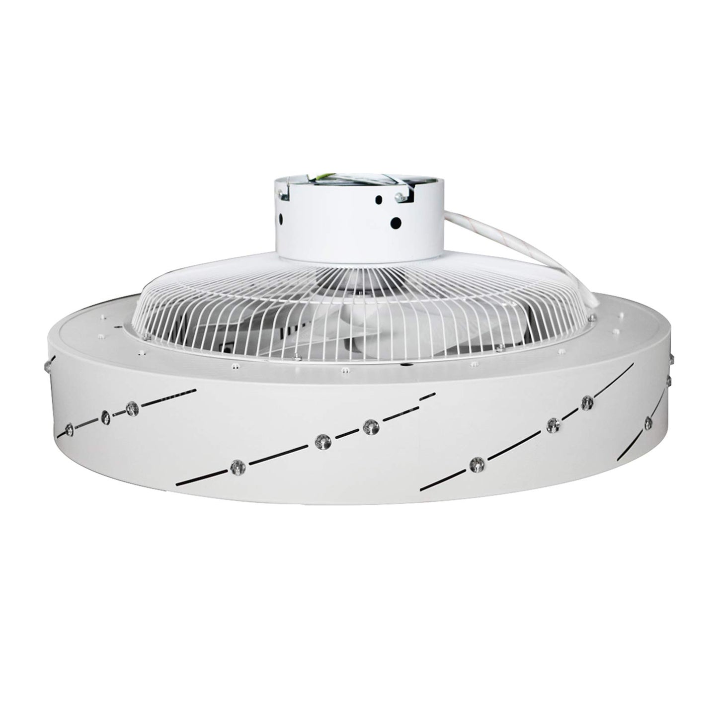 TFCFL 22" Ceiling Fan with Light, Modern Semi Flush Mount Invisible Chandelier Fan with Controller 3 Colors 3 Speed Hidden Blades Low Profile Fan