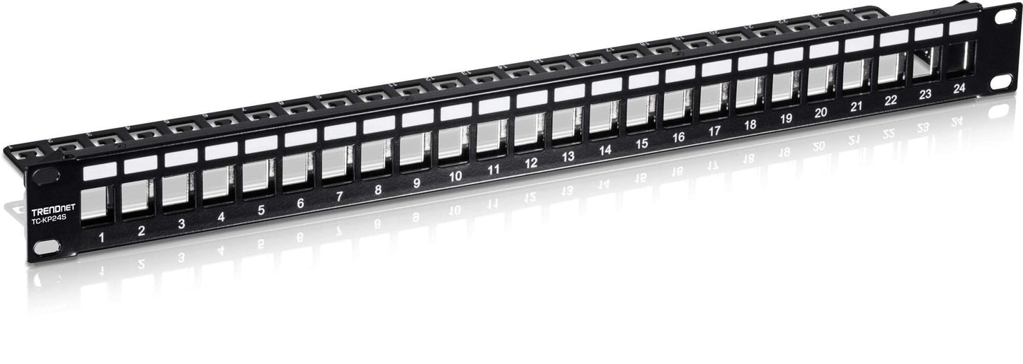 TRENDnet 24-Port Blank Keystone Shielded 1U Patch Panel, 1U 19" Rackmount Housing, Protects Against EMI/RFI Noise, Recommended with TC-K06C6A Cat6A
