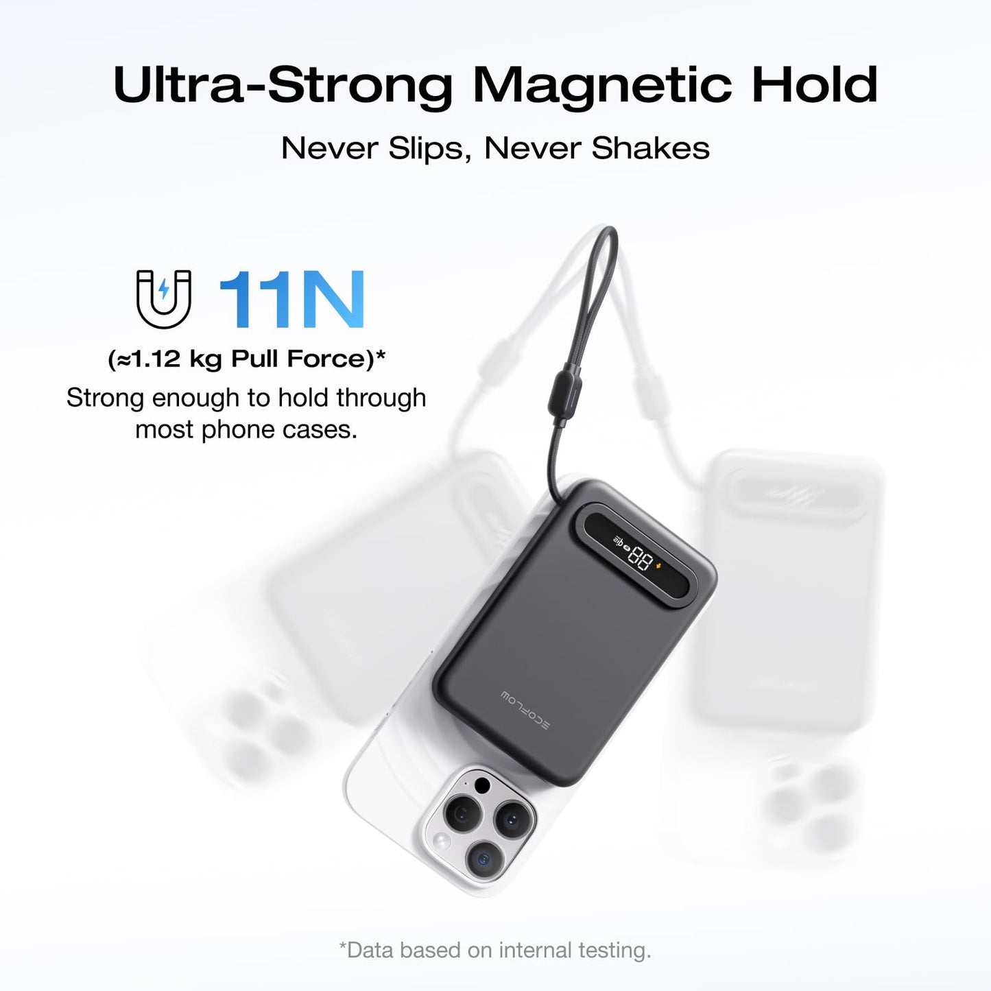 EF ECOFLOW Rapid Mag Power Bank, Qi2.2 25W MagSafe-Compatible Portable Charger, 10,000mAh Magnetic Power Charger with Built-in USB-C Cable