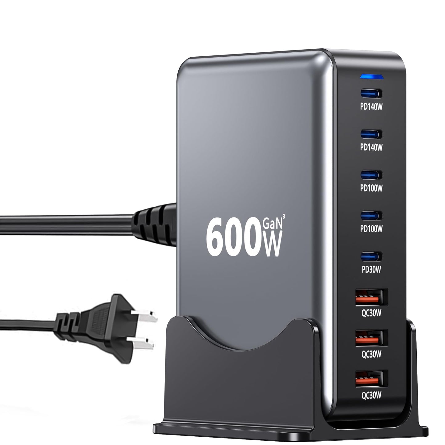 600W USB Charging Station,8-in-1 Multiple USB C Charger Block,Dual PD 140W Laptop Fast Charger Adapter,Multiple Devices Hub Compatible with MacBook