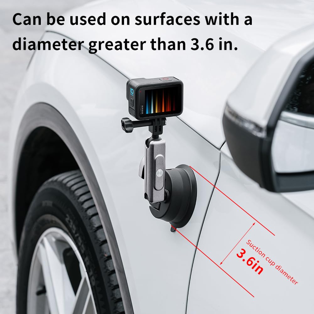 Action 6 Suction Cup Mount Bracket, for DJI Osmo Action 5 Pro, for Insta360 X3, for GoPro Hero 13 12 11/10/9 Accessories, with 1/4"-20 Standard Thread