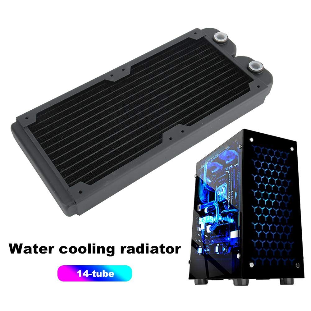 ASHATA Copper Radiator, 240mm Water Cooling Radiator with G1/4 Thread, 14 Pipes Water Cooling Cooler for PC Computer CPU Heat Sink, TSRP-TW240