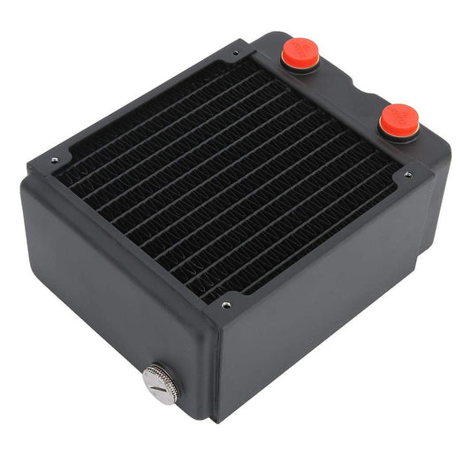 G1/4 120mm Computer Water Cooling Copper Radiator, 3-Layer 12-Tube PC Cooler Heatsink with Copper Radiator Fins and Brass Water Chamber