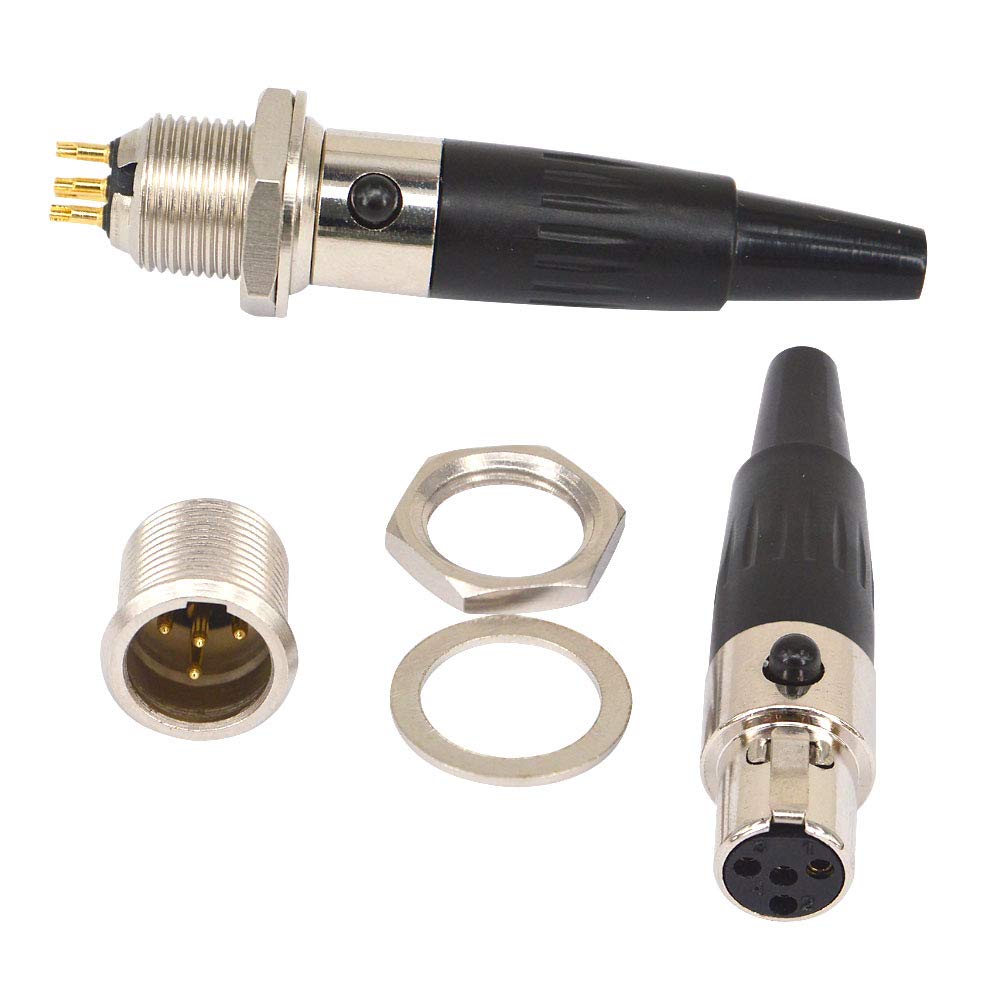 onelinkmore 4 Pin Mini XLR TA4F Male Female Panel Mount Socket Connector Mic Audio Socket XLR Connector Mini Jack,4 Pin for Pro Microphones Aviation