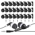 JustJamz Bulk Earbuds 100 Pack | Wired in-Ear Earphones for Classroom, Students, Kids, and Libraries | Disposable Headphones with 3.5mm Jack, Perfect…