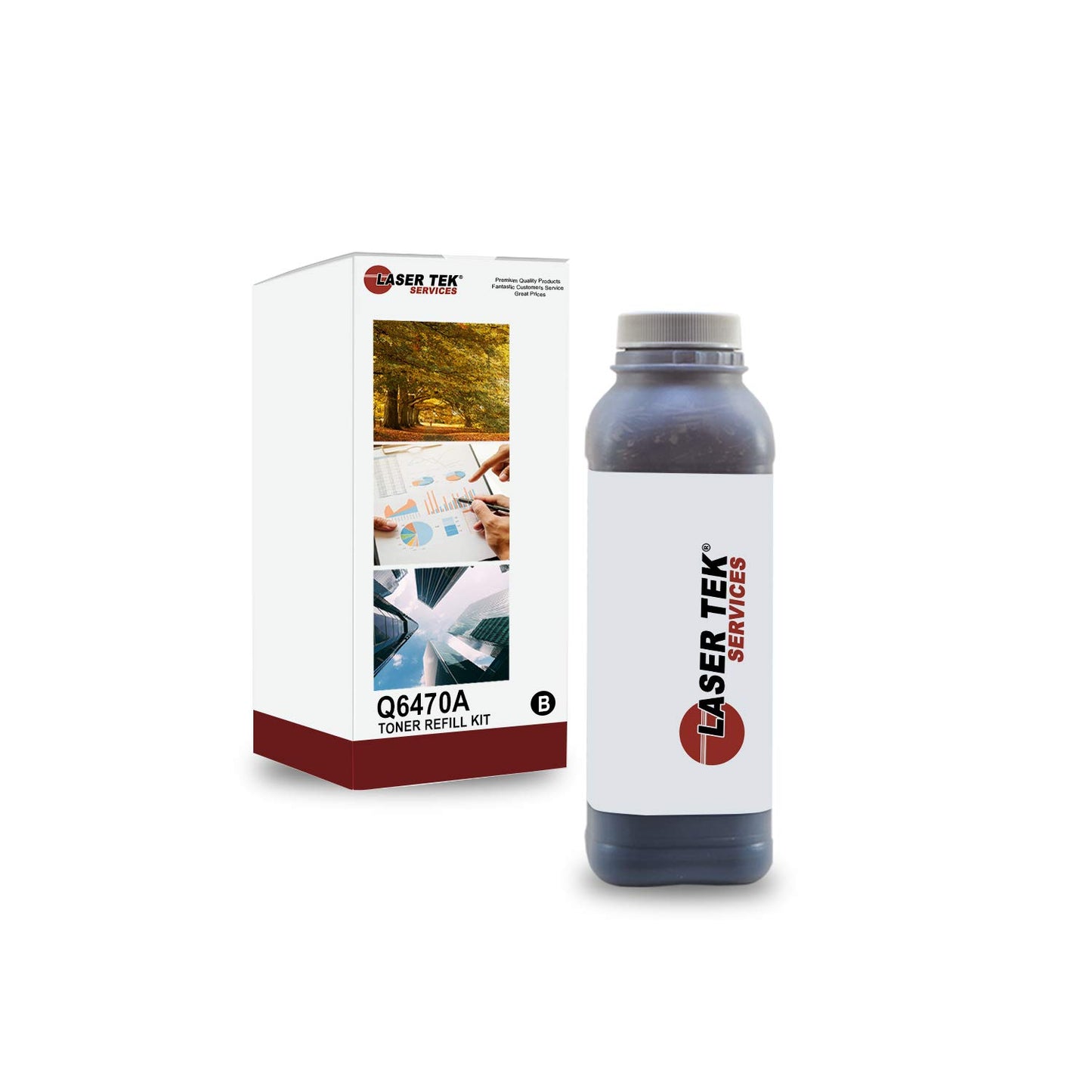 Compatible 501A Q6470A Toner Refill Kit - Refills HP 501A (Q6470A) Toner Cartridges - Works with HP Color LaserJet 3600, 3600dn, 3600n, 3800, 3800dn