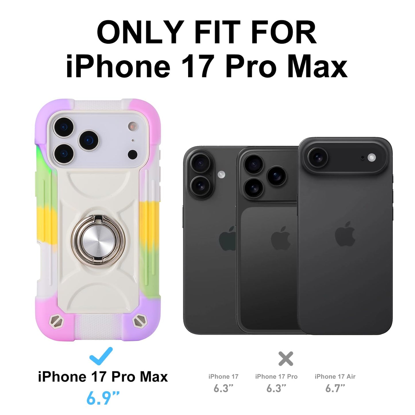 MARKILL Compatible with iPhone 17 Pro Max Case 6.9 Inch with Ring Stand, Heavy-Duty Military Grade Shockproof Phone Kids Cover for iPhone 17 Pro Max