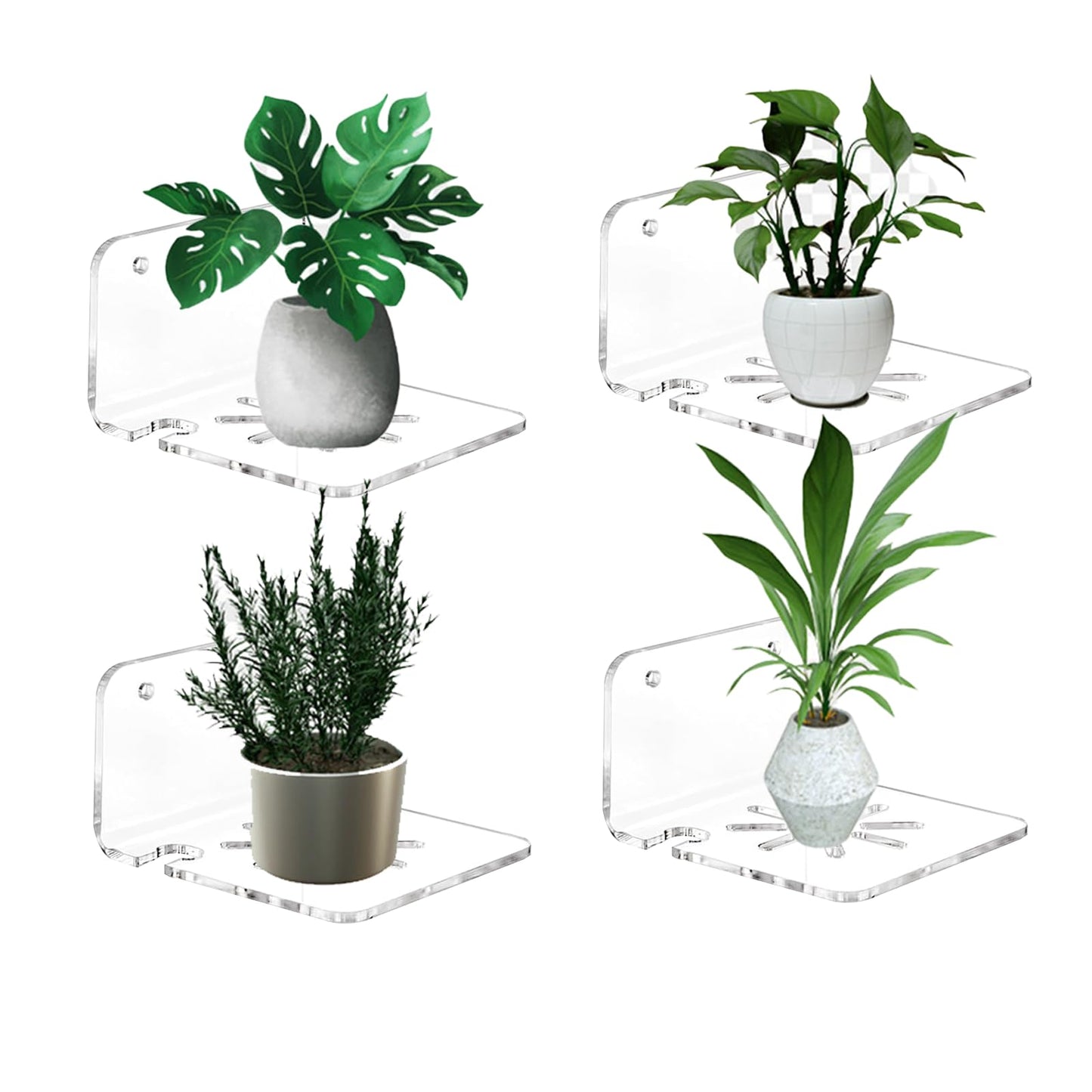 3PCS Acrylic Transparent Floating Wall Bracket, Suitable for Safety Cameras, Speakers, Baby Monitors, Dual-use for Drilling and pasting, with Cable