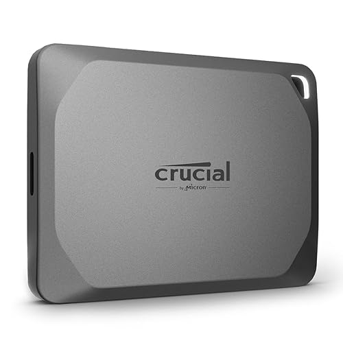 Crucial X9 Pro 1TB Portable SSD, Up to 1050MB/s Read & Write, 3.2 USB-C, External Solid State Drive, Durable Storage for PC & Mac, for Content