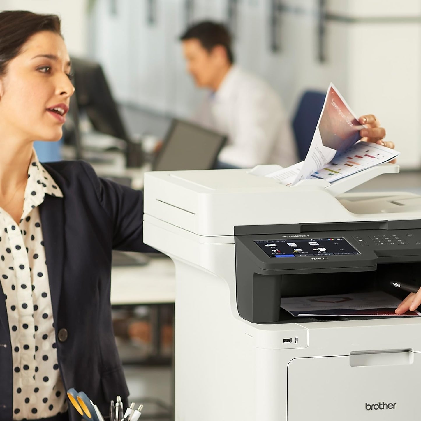 Brother Color Laser All-in-One Printer with Advanced Security, High-Speed 33ppm Printing, Wireless Network, 7 in Touchscreen, Duplex Print and Scan
