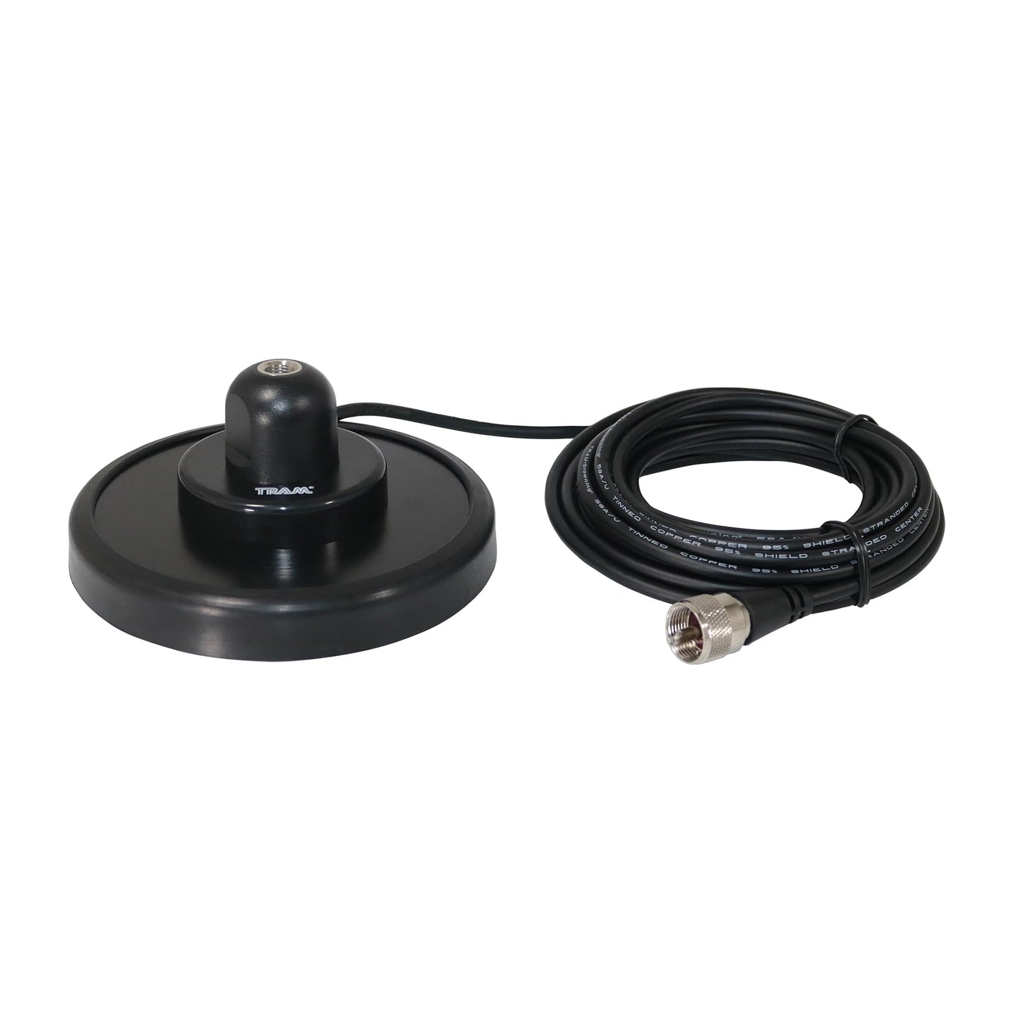 Tram® 5-Inch Black Steel NMO Magnet Mount with RG58 Coaxial Cable and UHF PL-259 Connector