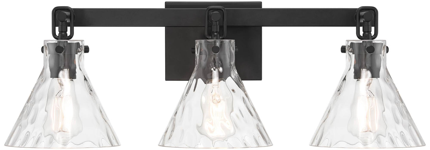 Possini Euro Design Ishii 26" High Modern 3 Light Bathroom Vanity Wall Lamp Light Fixture Mount Over The Sink Mirror Hardwired Cordless Matte Black