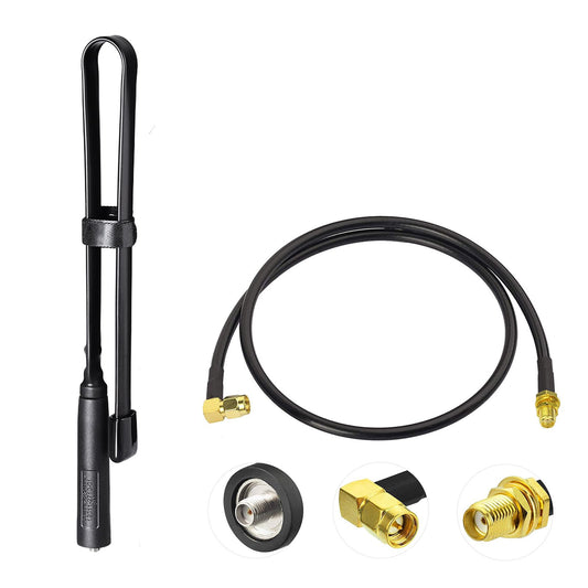 Bingfu Dual Band VHF UHF 136-520MHz 18.5 inch Foldable CS Tactical SMA Female Ham Radio Antenna with 3 feet Extension Relocation Cable for Baofeng