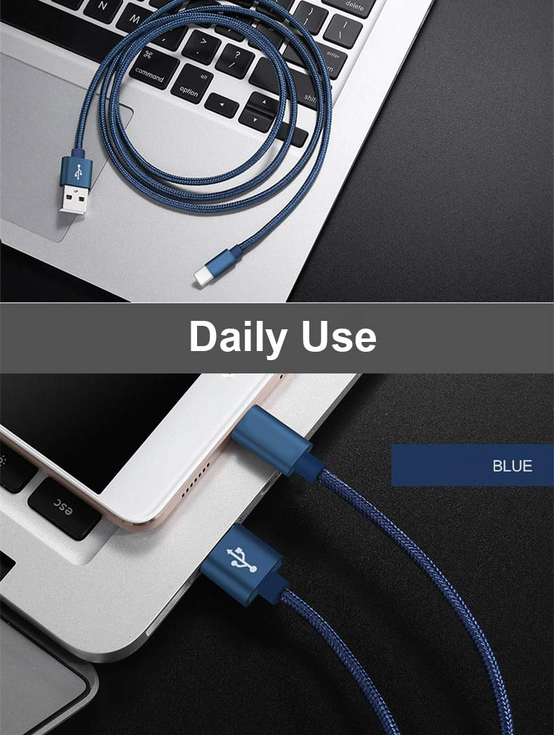 RoFI USB Type C Cable, [2Pack] 4FT USB C Cable Nylon Braided Fast Charging for Galaxy S10 S9 S8 Plus Note 9 8, Pixel, Moto Z, LG V30 V20 G5, Xperia
