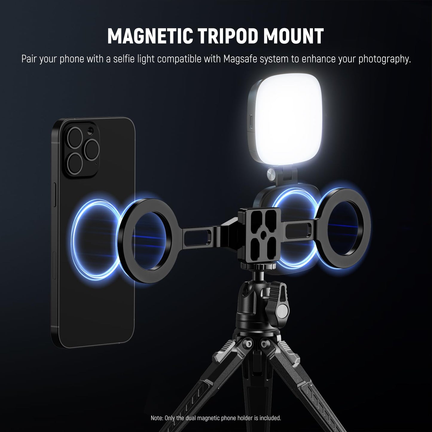 NEEWER Dual Magnetic Phone Holder Stand Tripod Mount with Arca Type Base, Metal Lightweight Portable Camera Cellphone Attachment Compatible